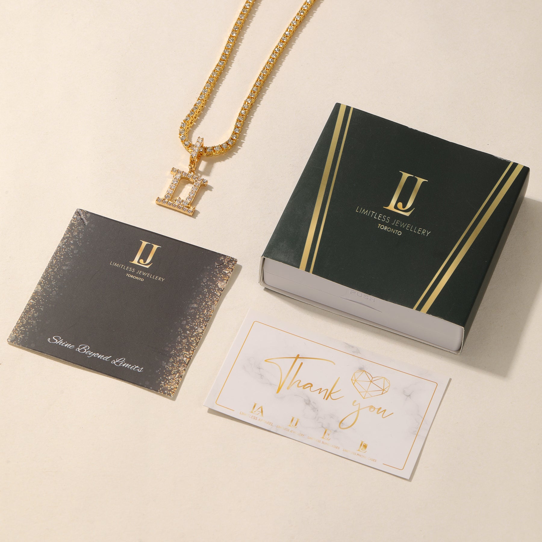 LJ Pendant Tennis Chain Necklace