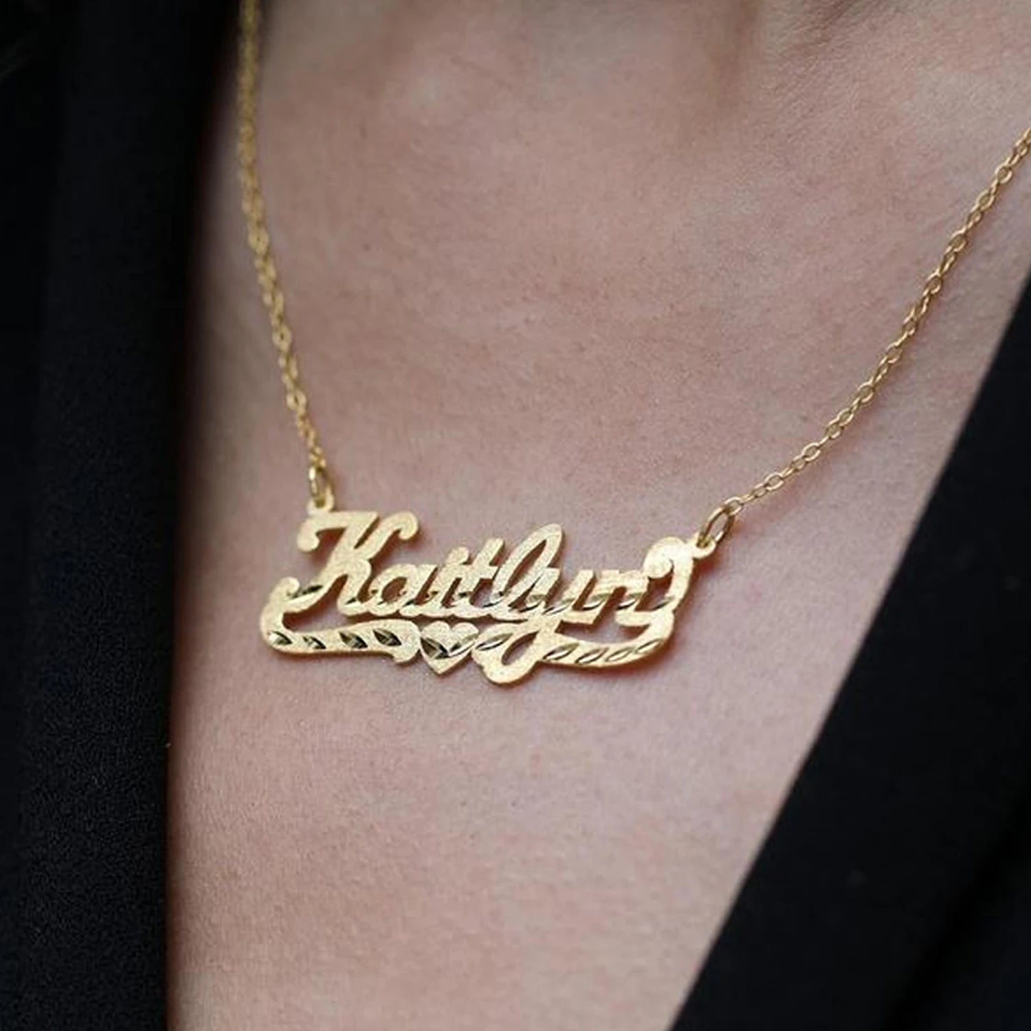 Personalized Diamond Cut Heart Necklace