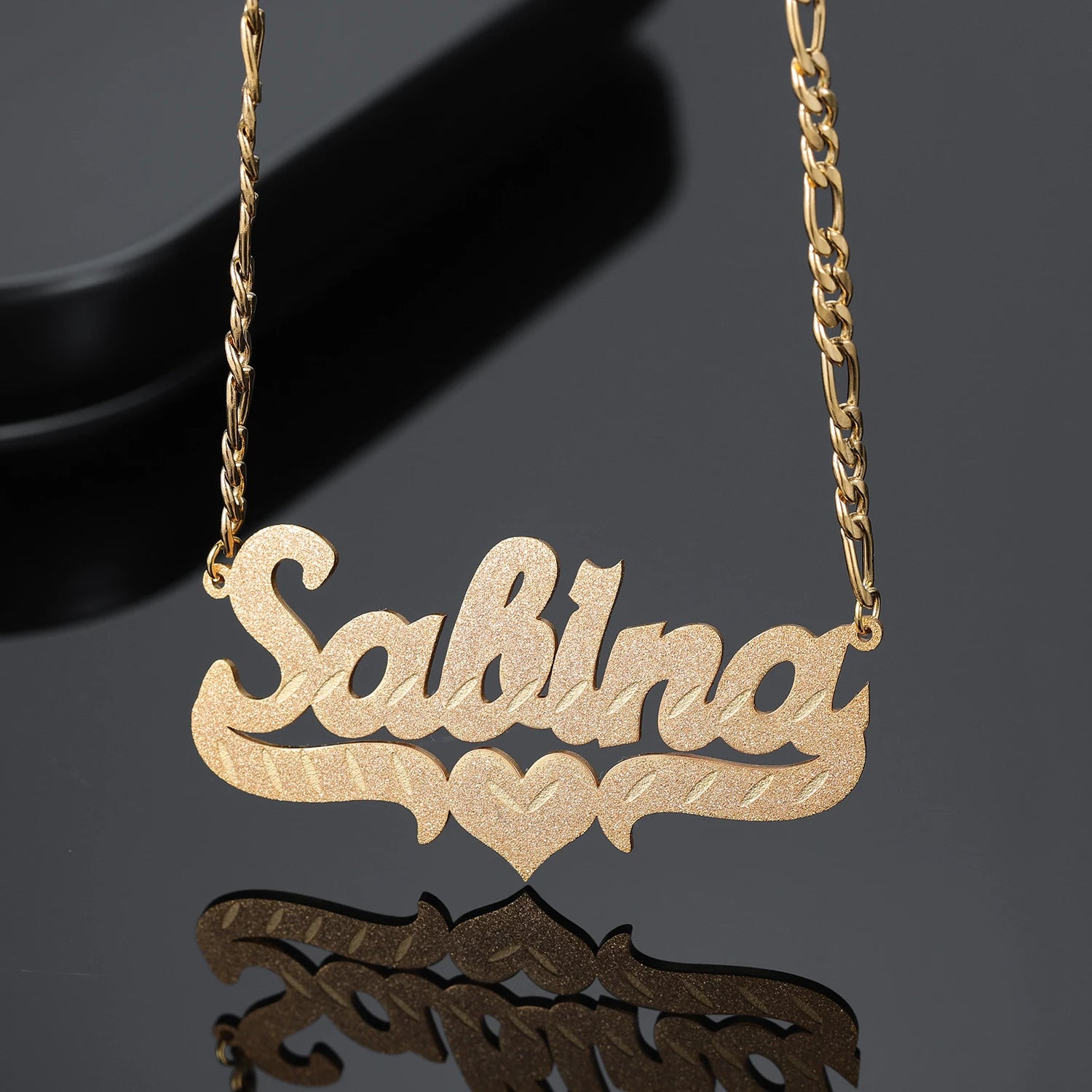 Personalized Diamond Cut Heart Necklace