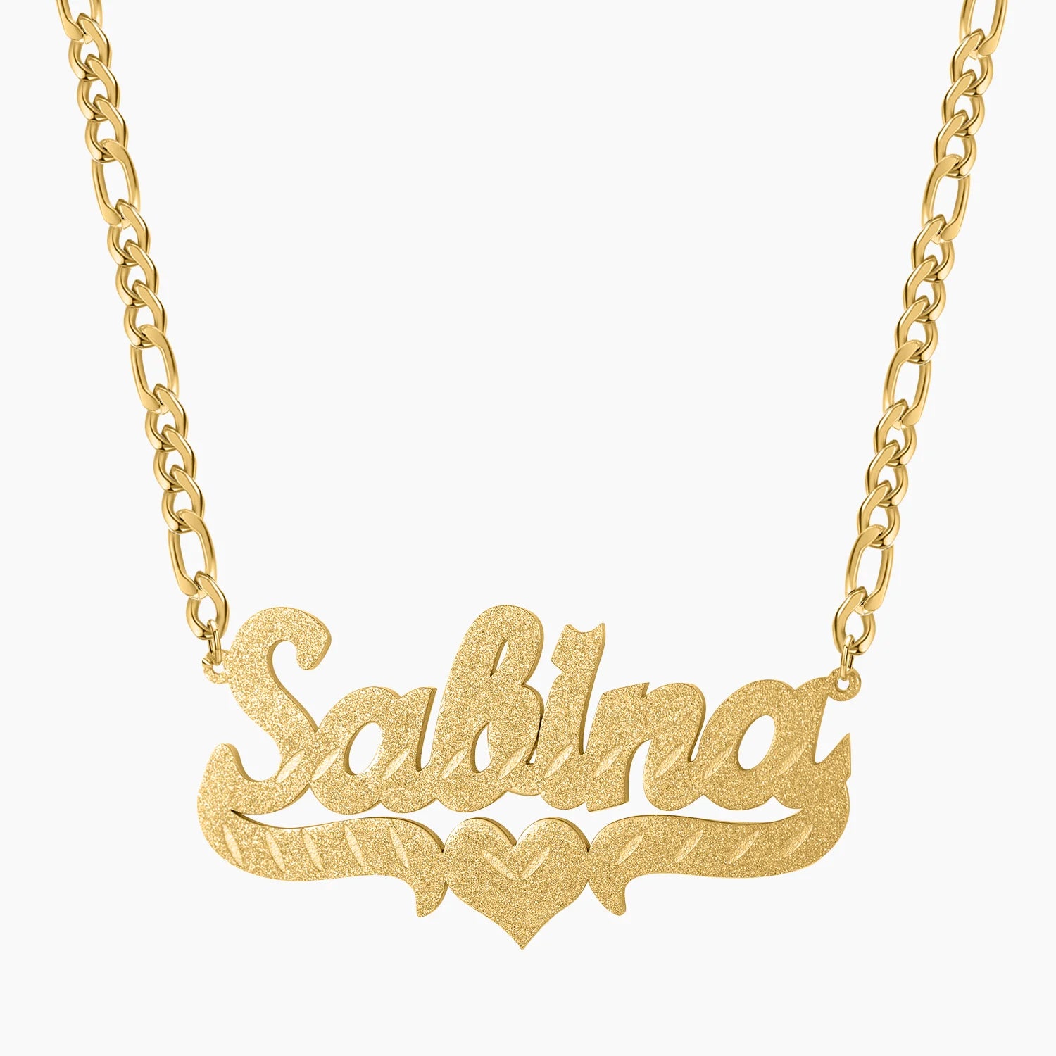 Personalized Diamond Cut Heart Necklace