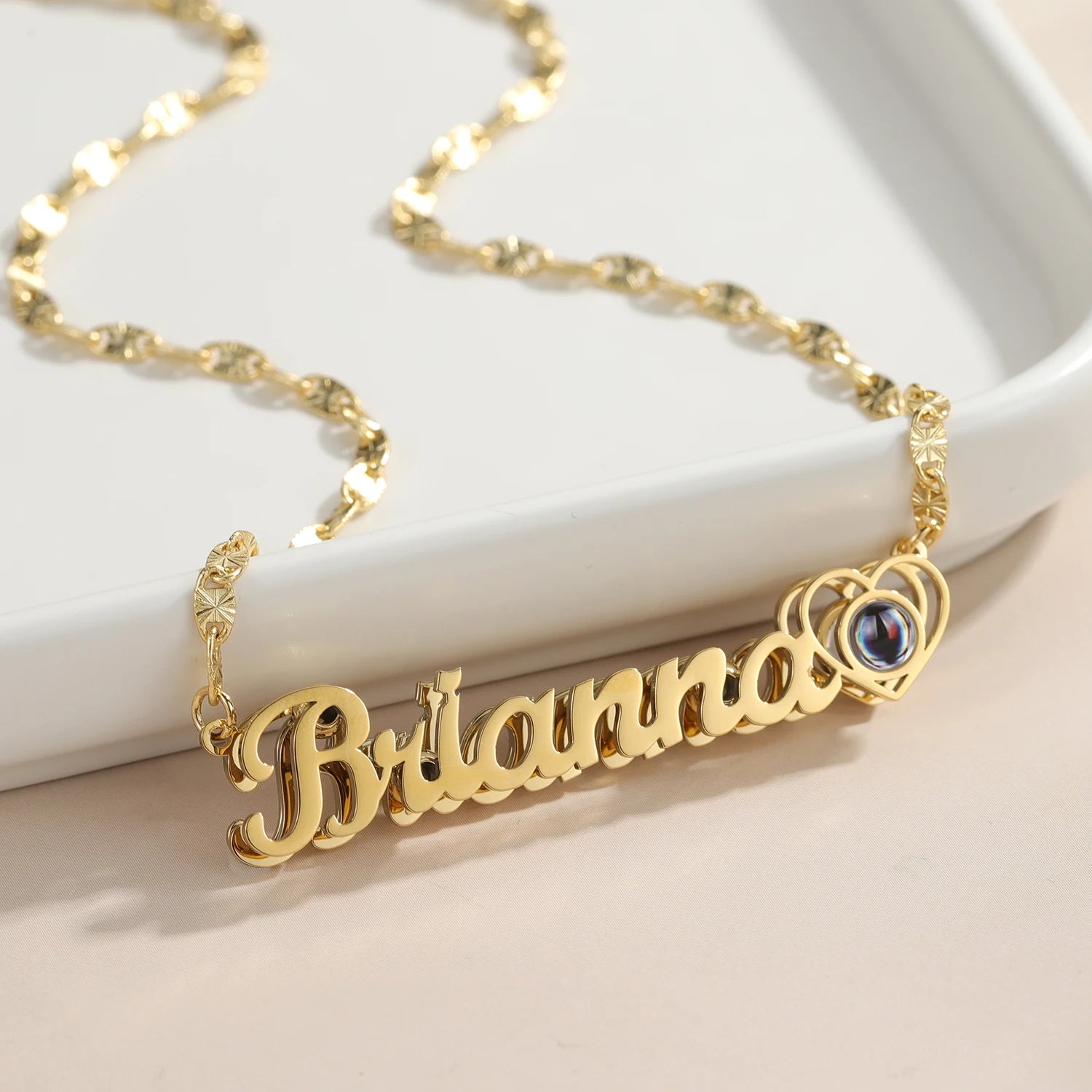 Personalized Cursive Heart Projection Necklace