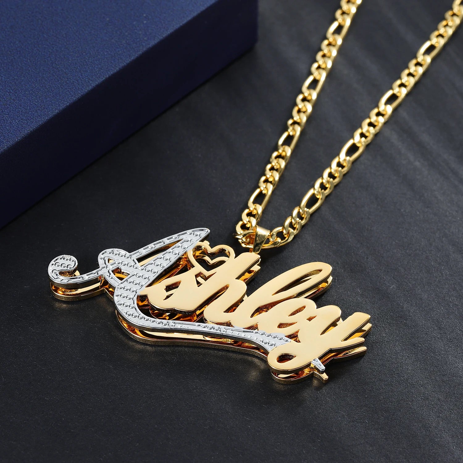 Personalized Double 18K Gold Plated Name Necklace