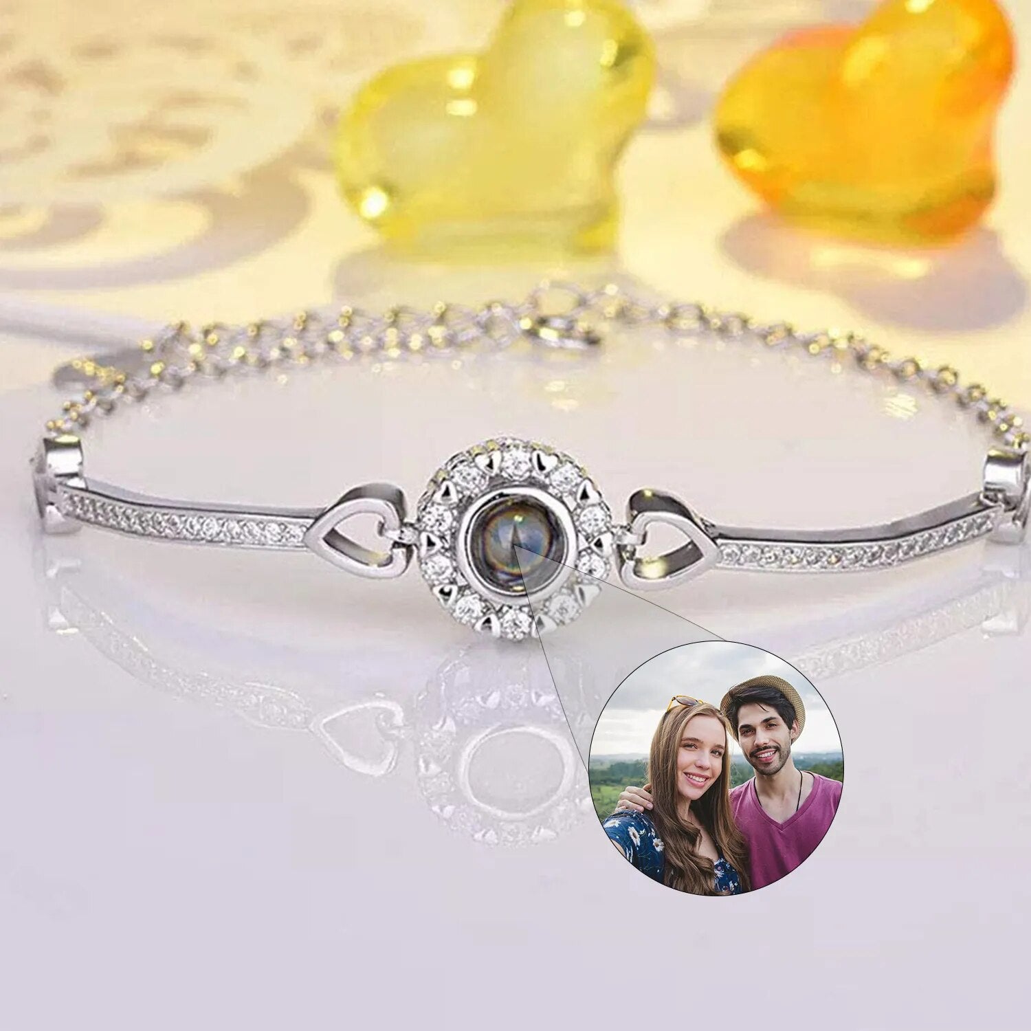 Custom Photo Circle Bracelet in 925 Sterling Silver