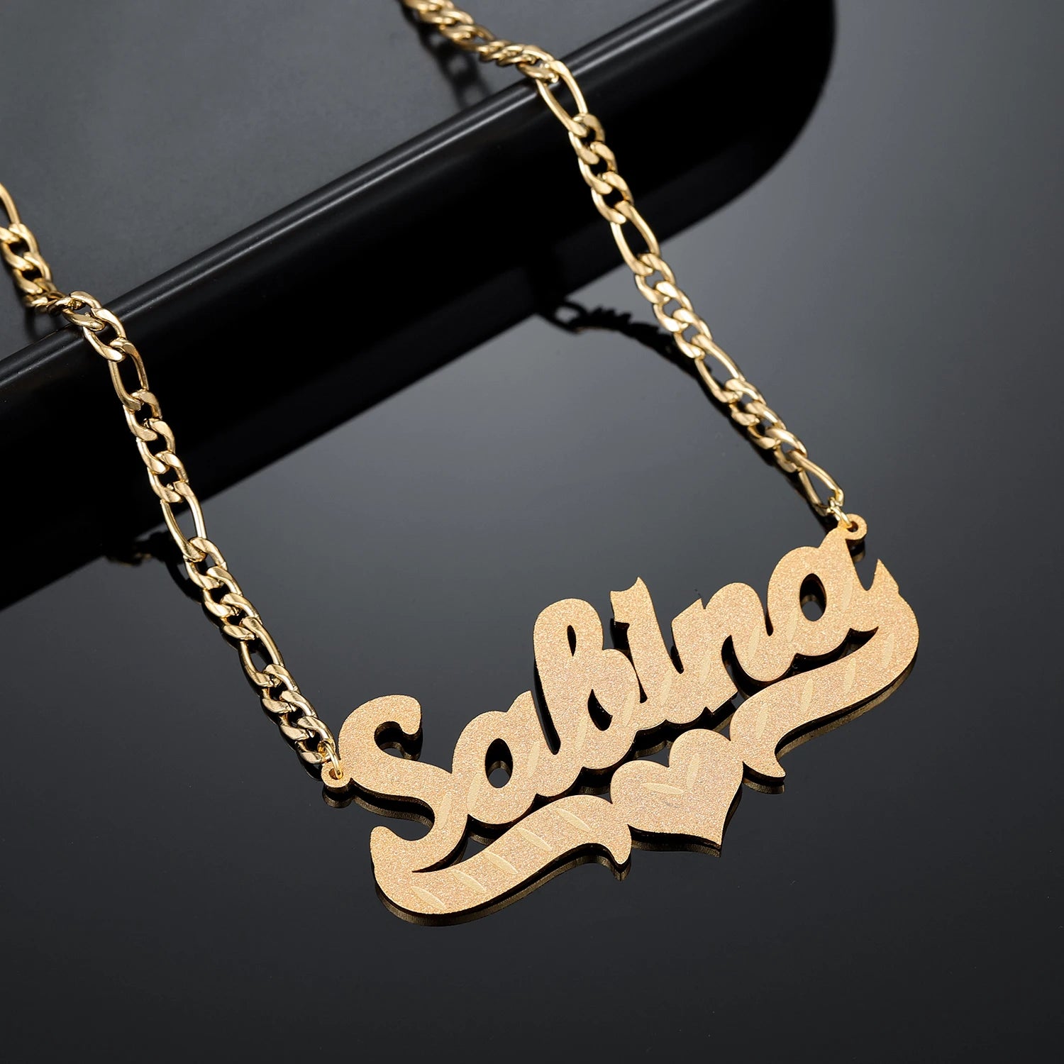 Personalized Diamond Cut Heart Necklace