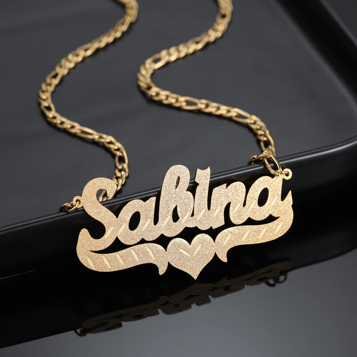 Personalized Diamond Cut Heart Necklace