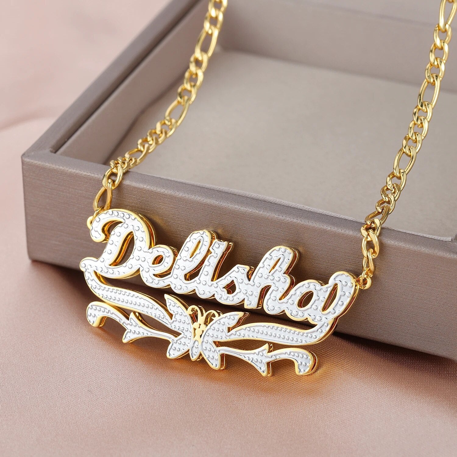 Personalized Women's Jewelry with Butterfly and Flower Design