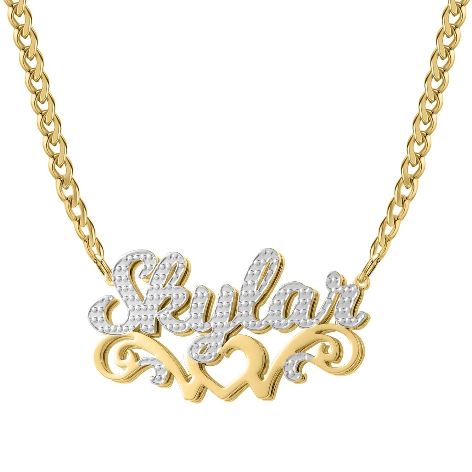 Personalized Double plated Heart Necklace