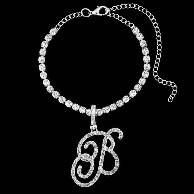 Initial Tennis Anklet Bracelet