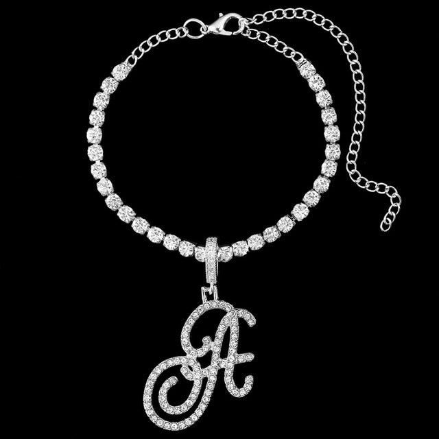 Initial Tennis Anklet Bracelet