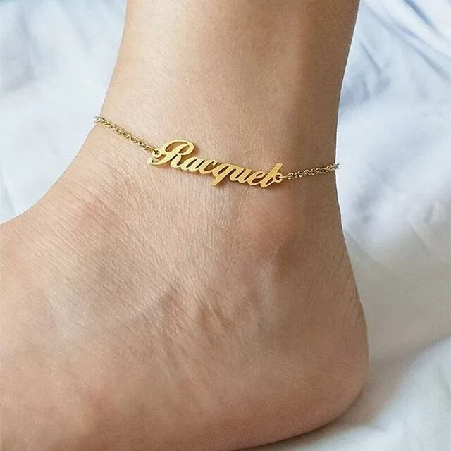 Customized Cursive Style Ankle Bracelet