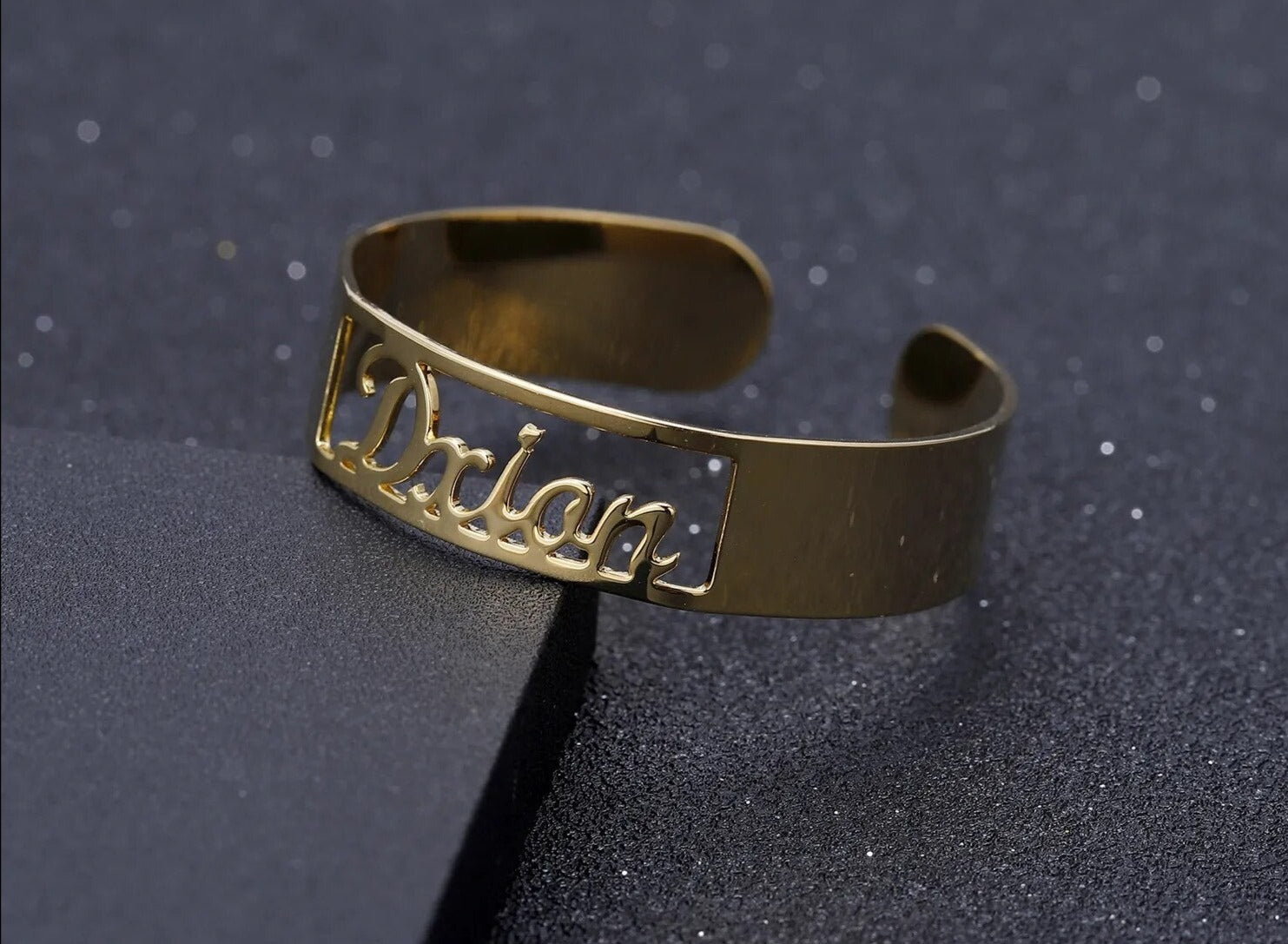 Customized Rectangular Name Ring