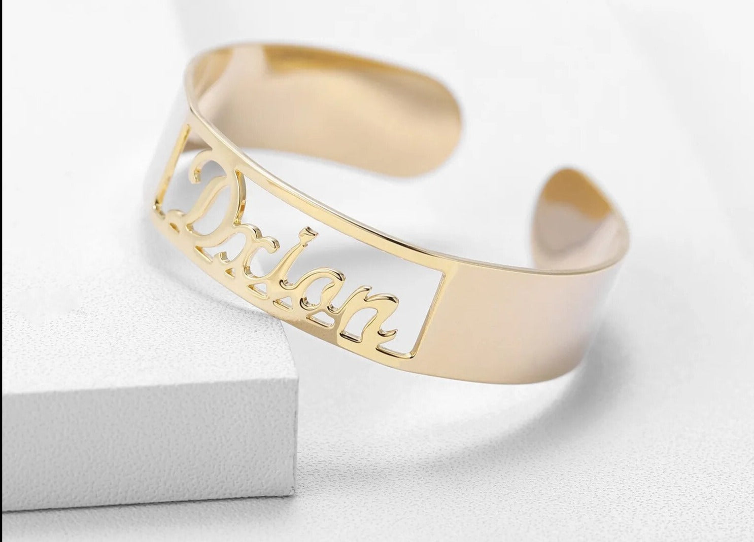 Customized Rectangular Name Ring