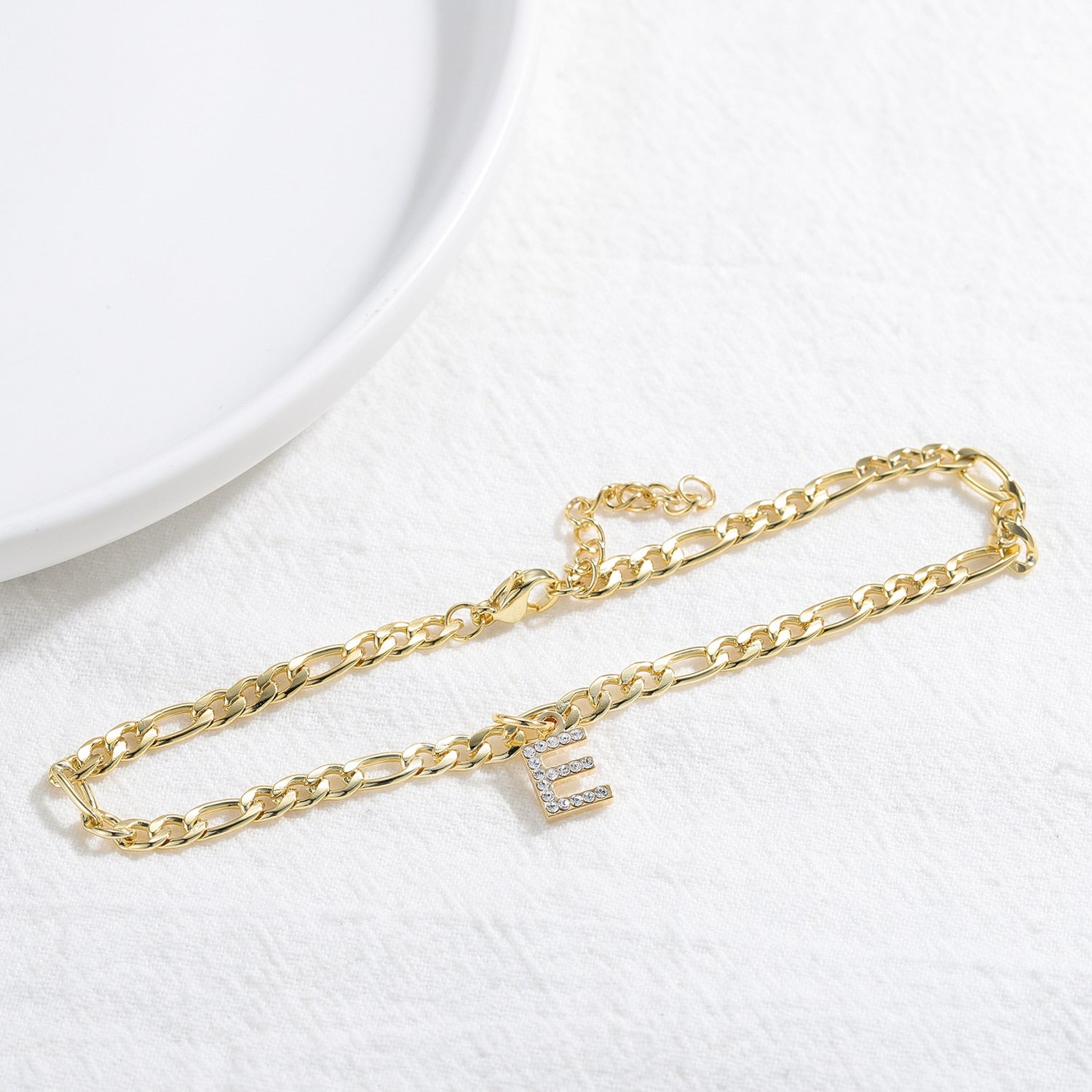 Iced A-Z Initial Letter Anklet Bracelet