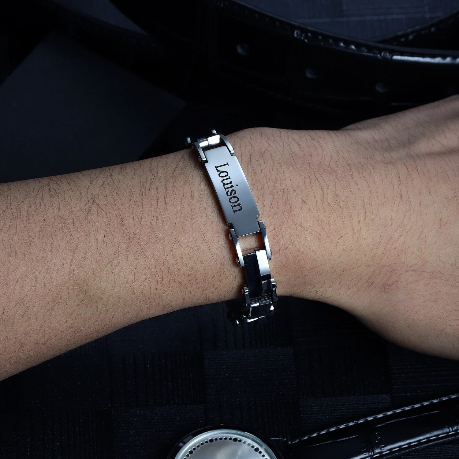 Personalized Men's Name and Date Bracelet