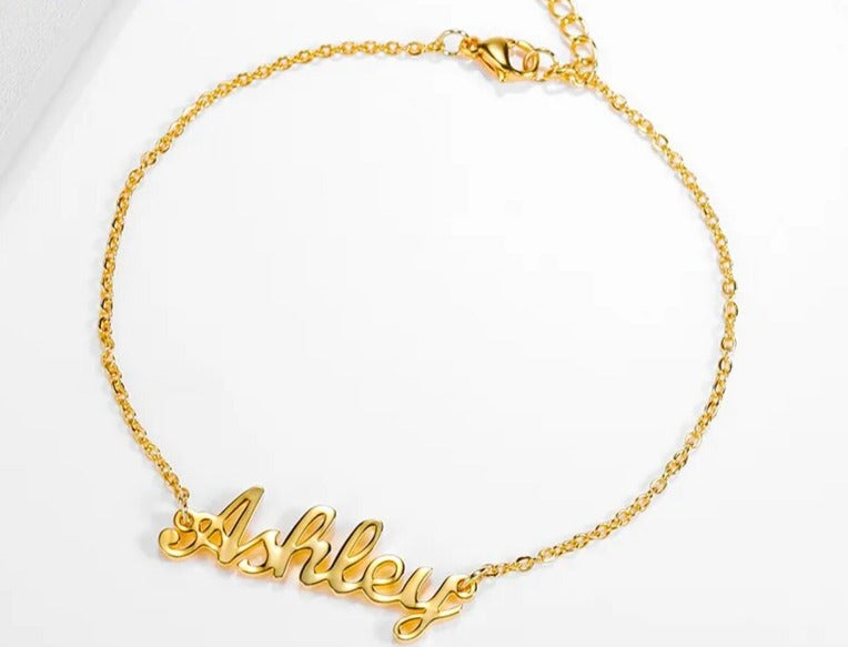 Customized Cursive Style Ankle Bracelet