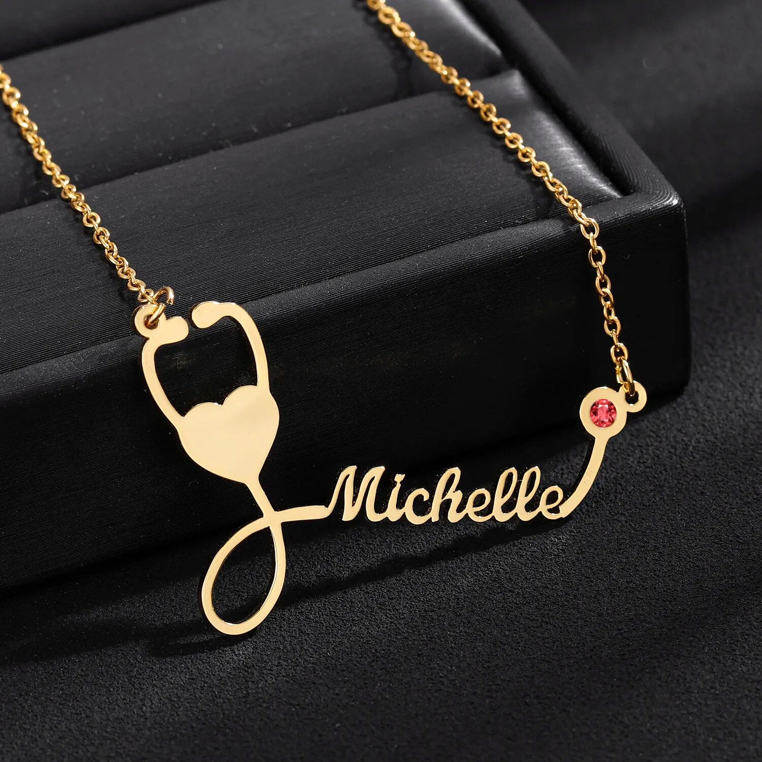 Personalized Stethoscope Name Necklace