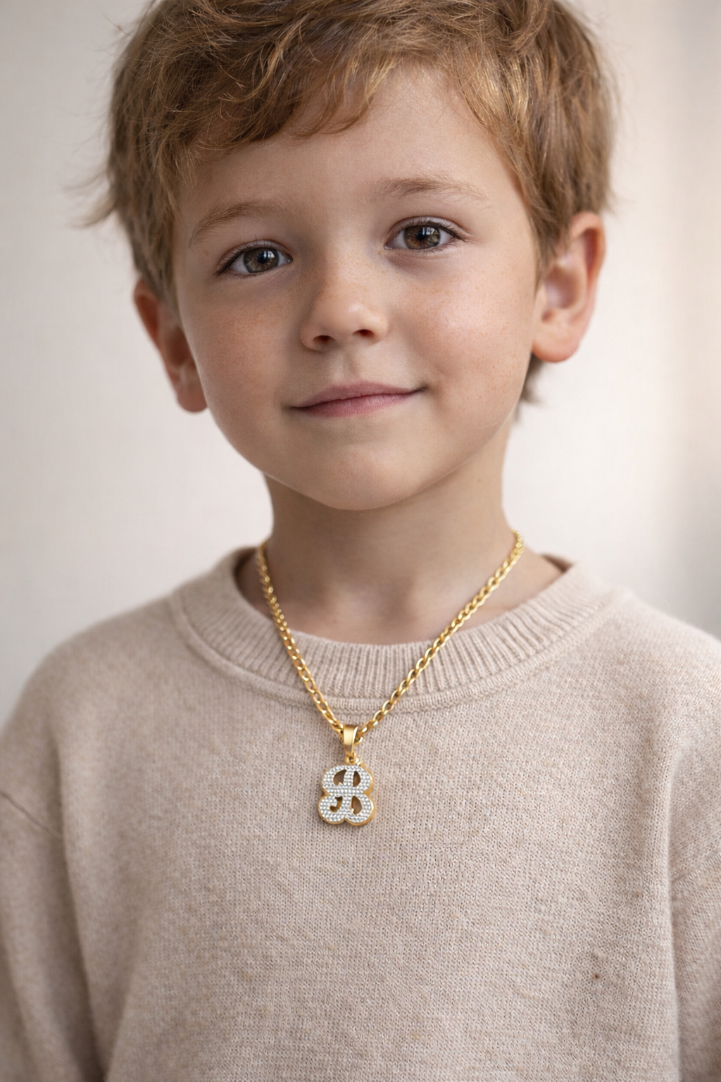Kids Double Plated Initial Necklace w/ Figaro Chain