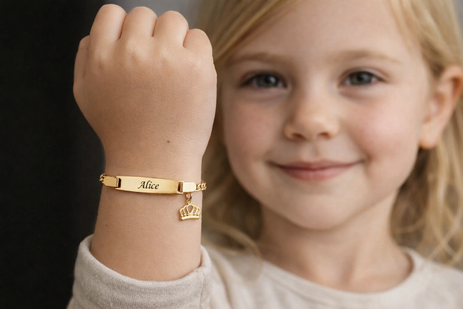 Personalized Baby Name Bar Crown Bracelet