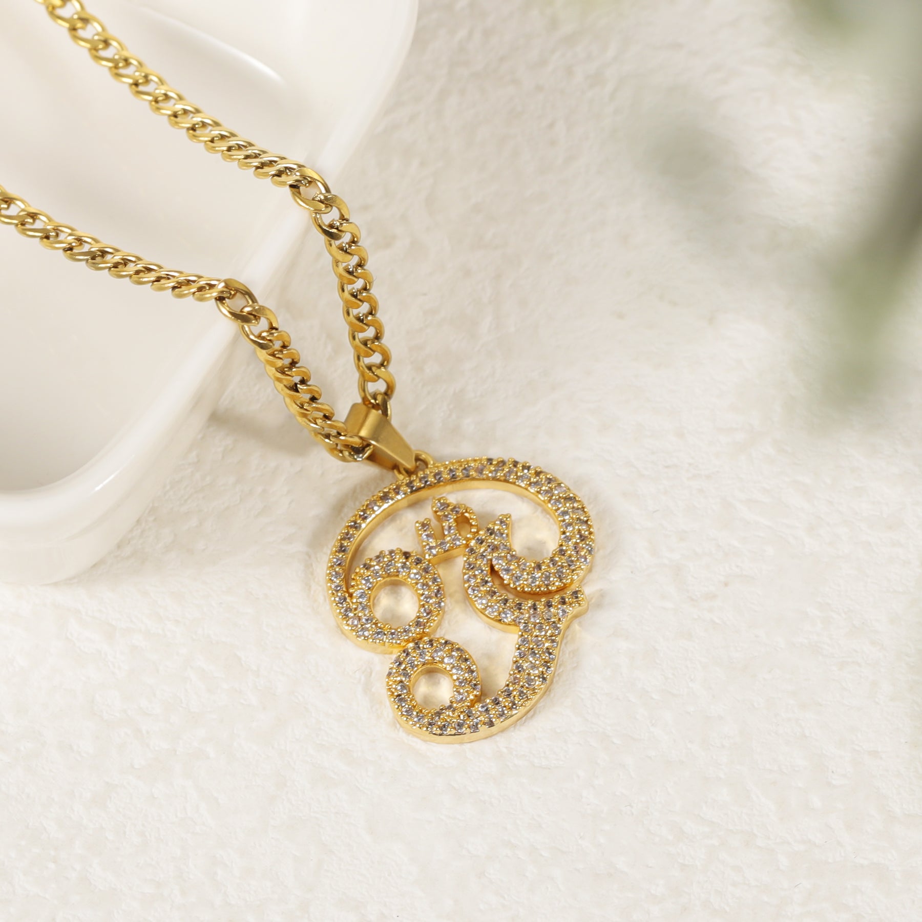 Iced Tamil Om Pendant Necklace