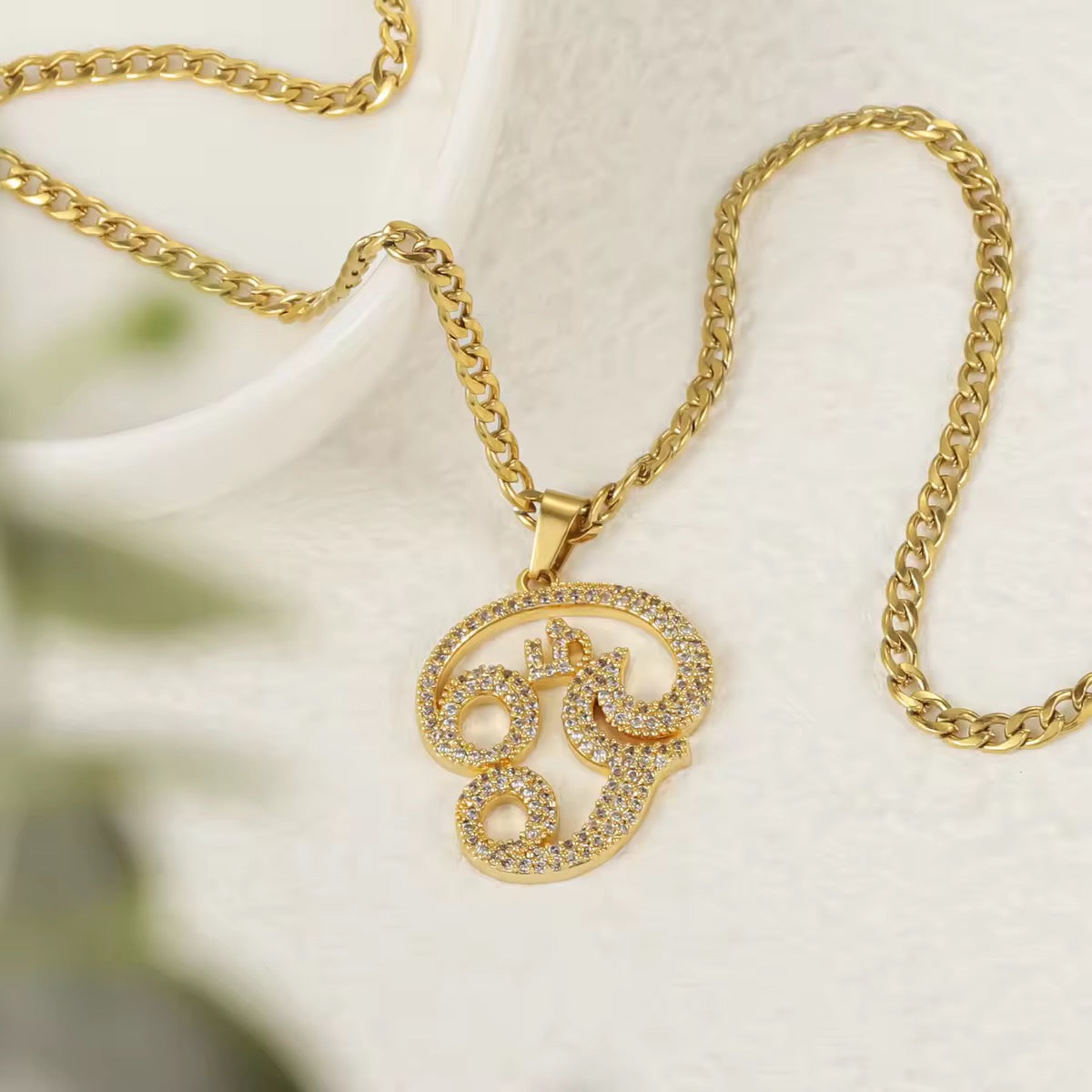 Iced Tamil Om Pendant Necklace