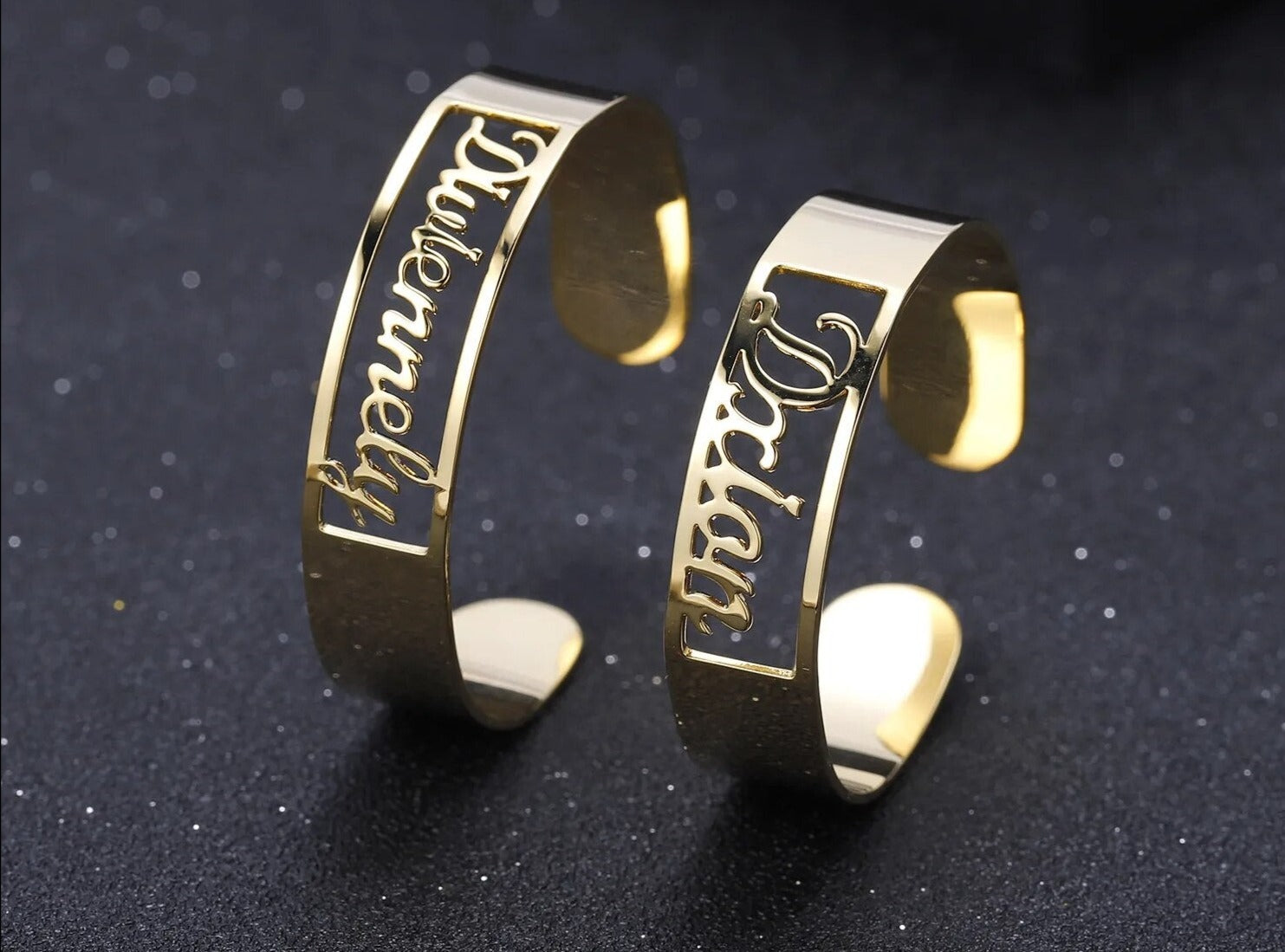 Customized Rectangular Name Ring