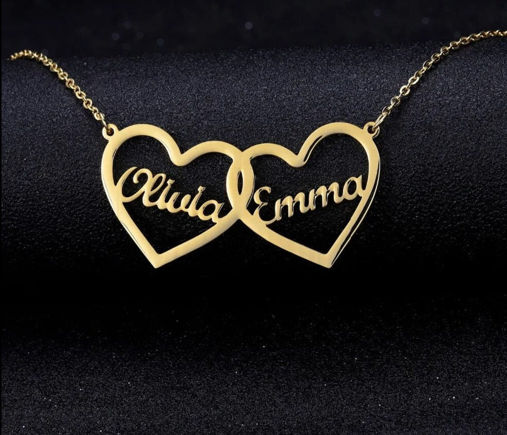 Personalized Double Hearts Necklace