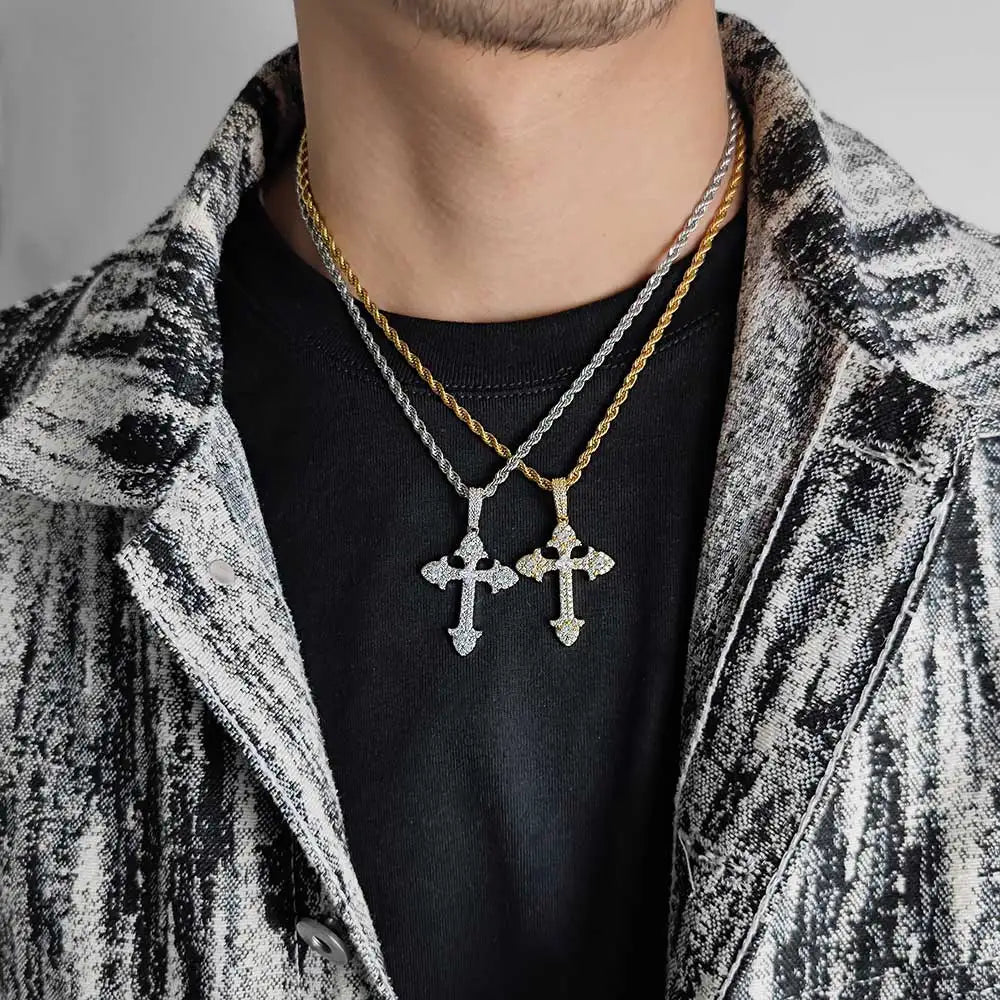 Icy Cross Pendant Necklace