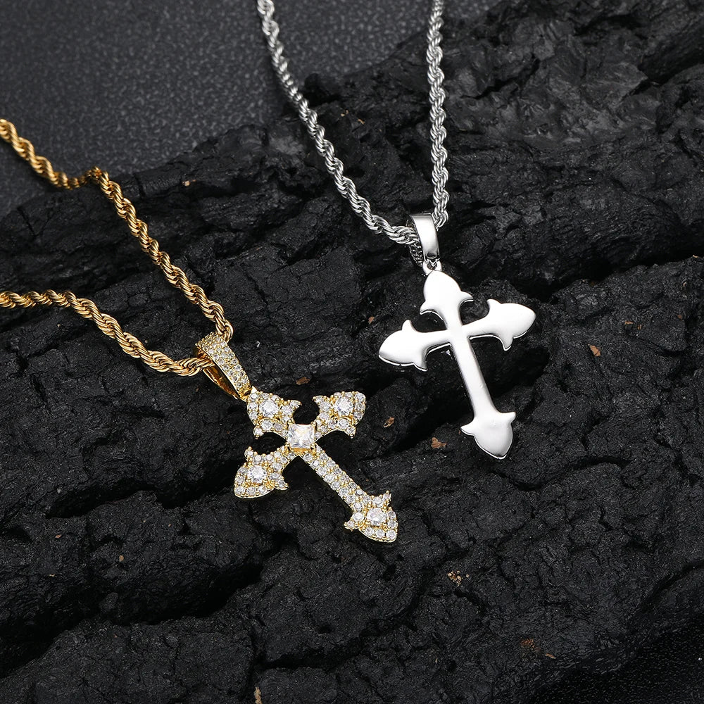 Icy Cross Pendant Necklace
