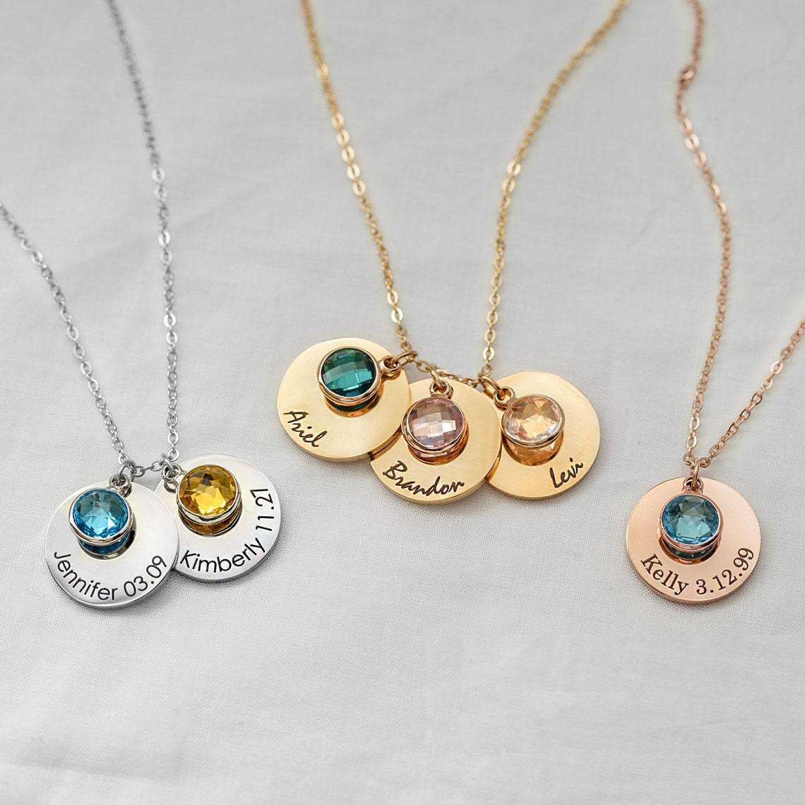 Personalized Circle Birthstone Necklace