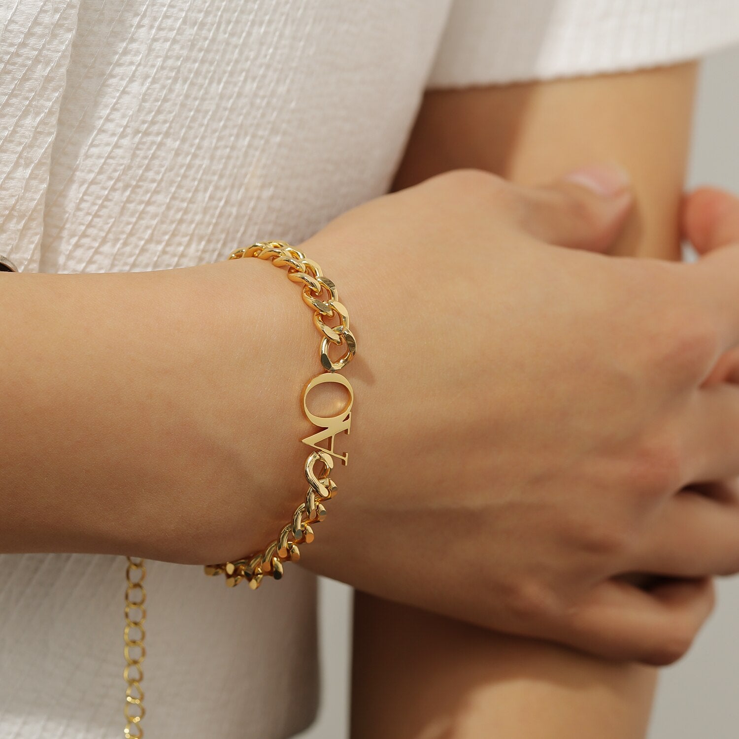 Double Letter Cuban Bracelet