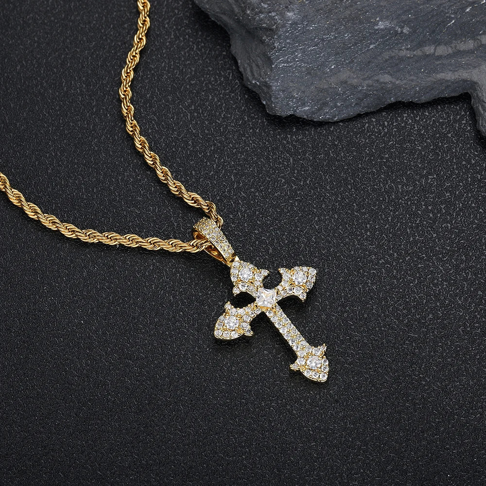Icy Cross Pendant Necklace