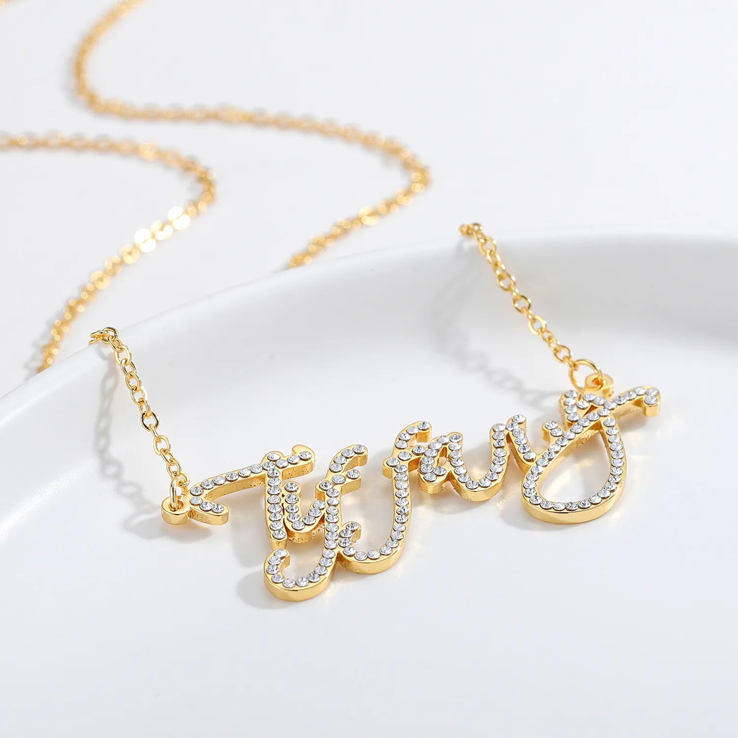 Custom Frosted Script Necklace