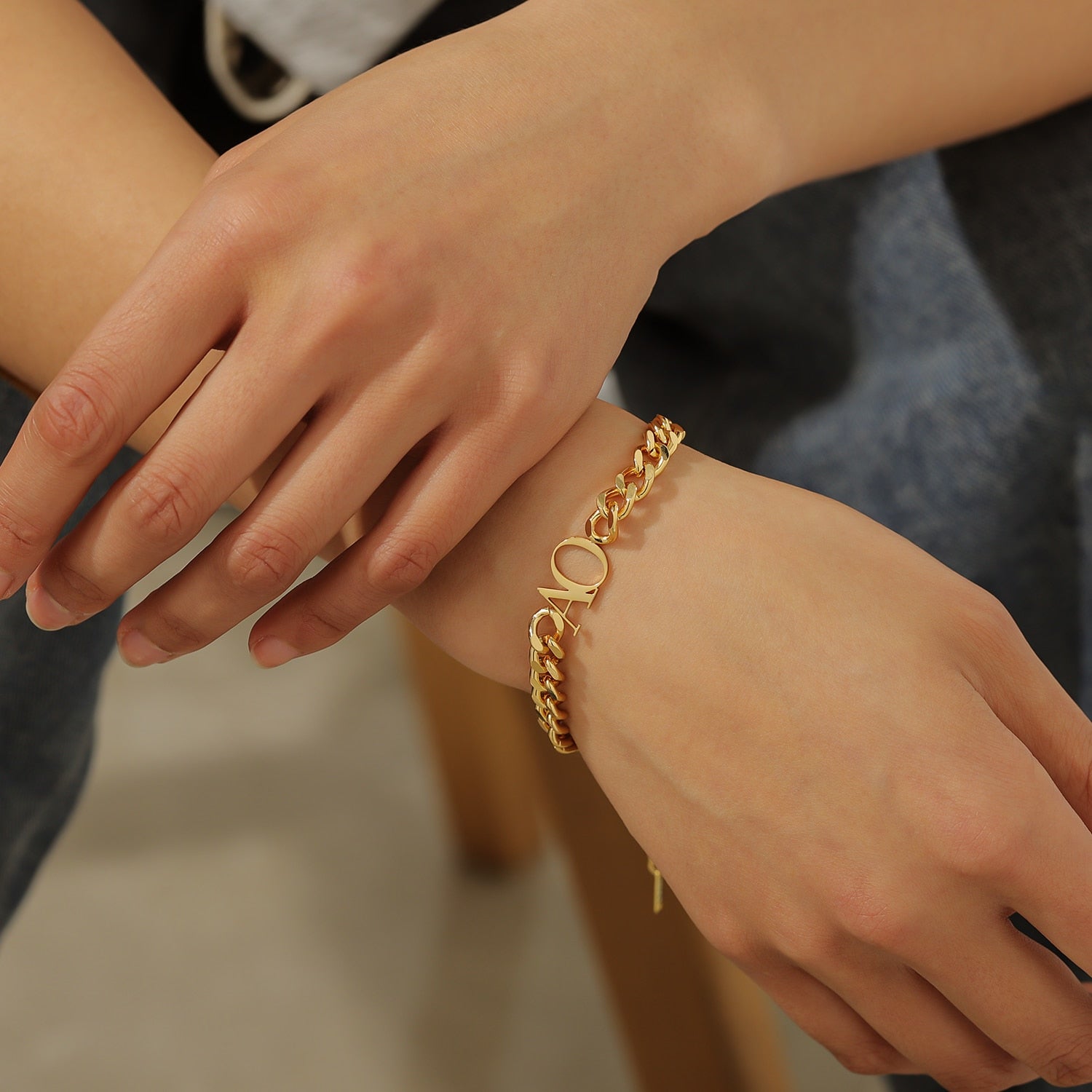 Double Letter Cuban Bracelet