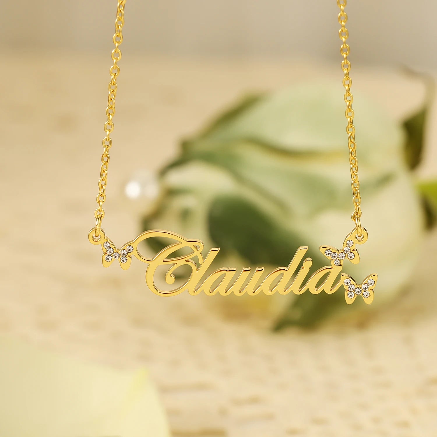 Personalized Icy Butterfly Necklace