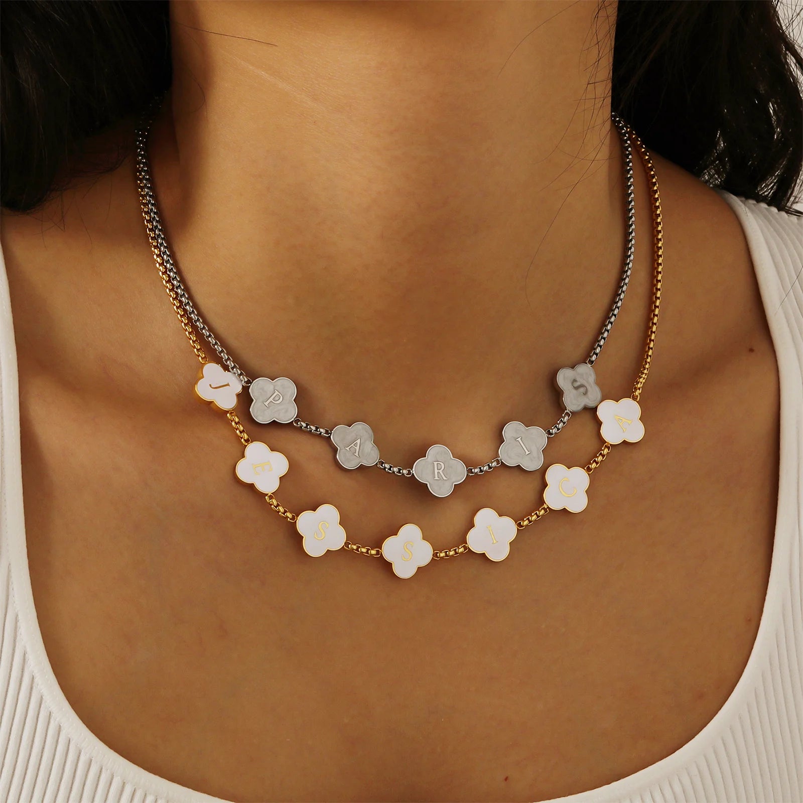Personalized Limitless Clover Name Necklace