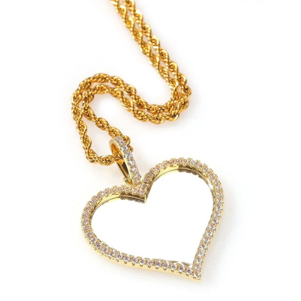 Personalized Icy Photo Heart Necklace