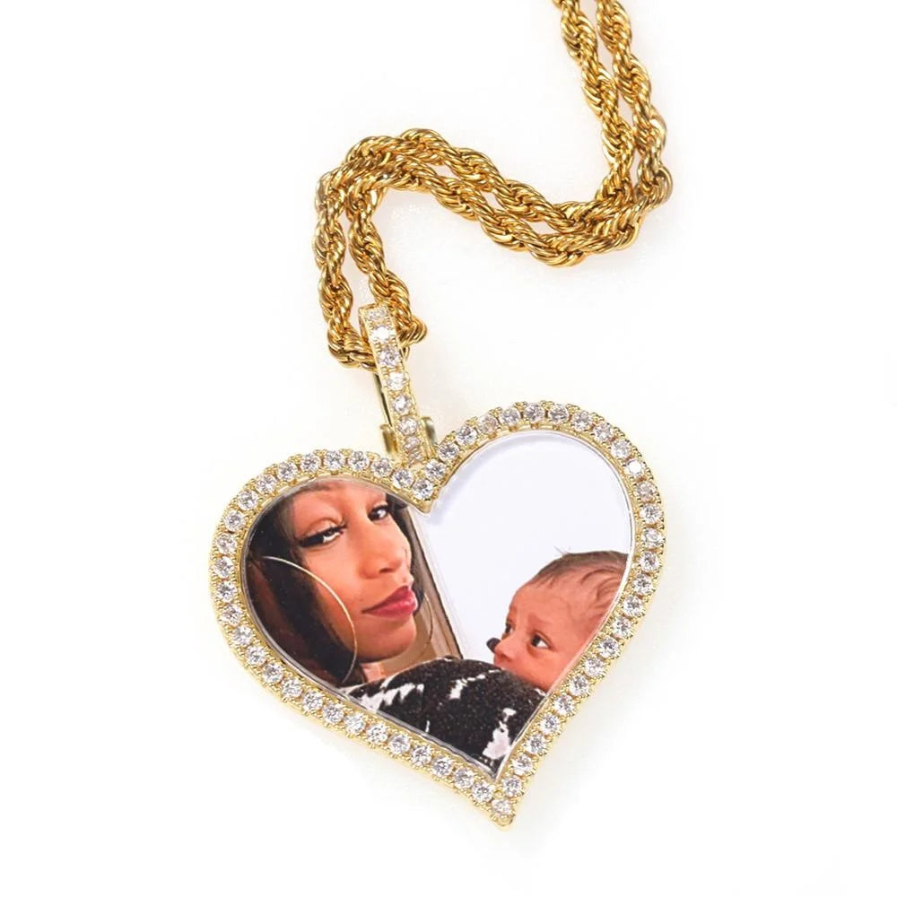Personalized Icy Photo Heart Necklace