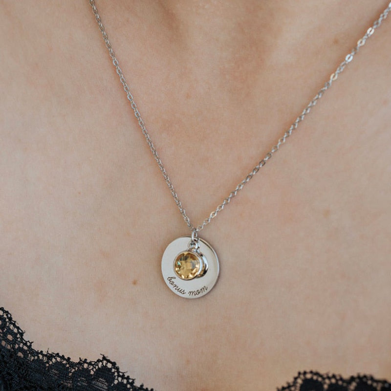 Personalized Circle Birthstone Necklace