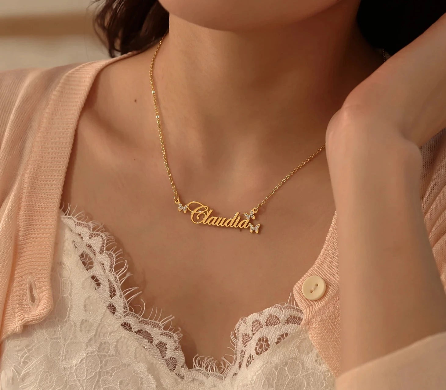 Personalized Icy Butterfly Necklace