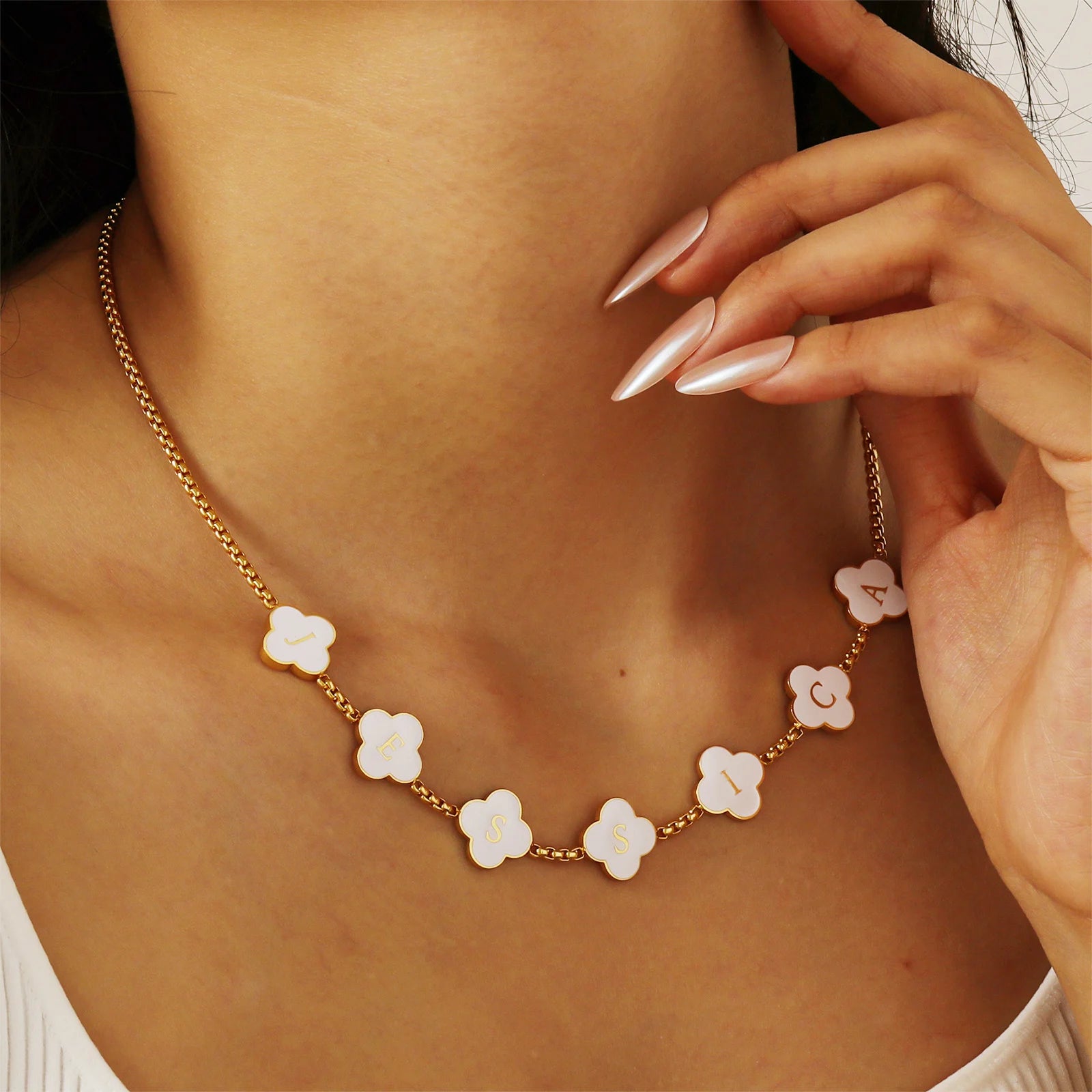 Personalized Limitless Clover Name Necklace