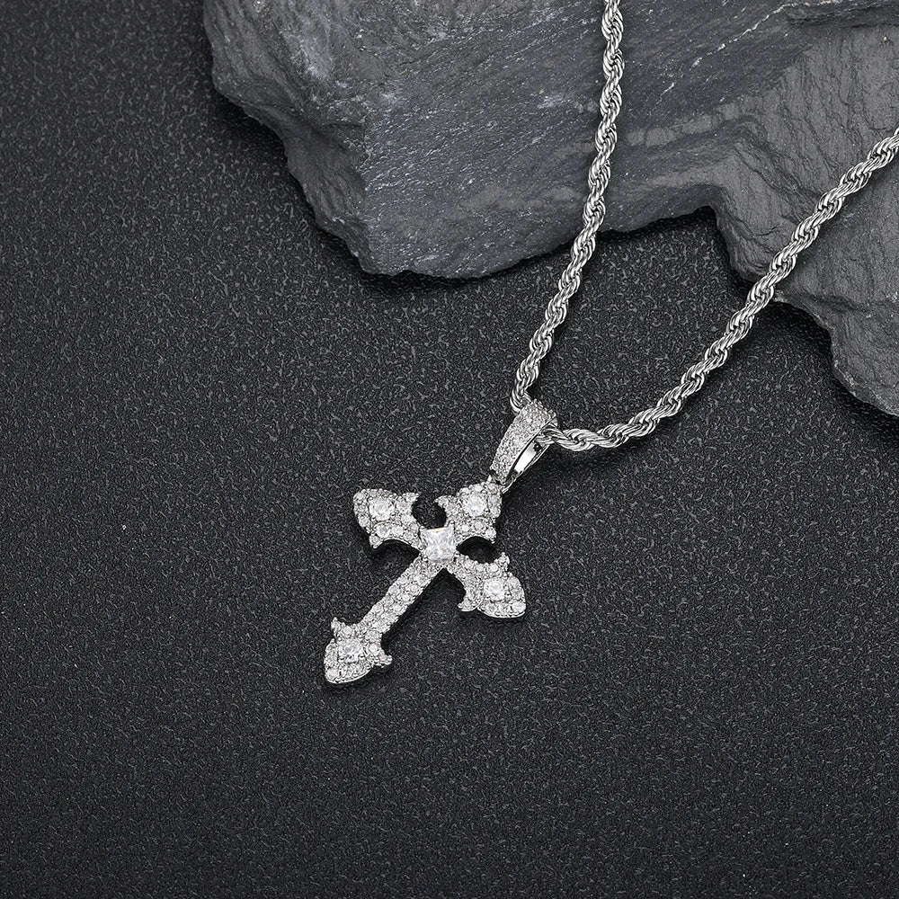 Icy Cross Pendant Necklace