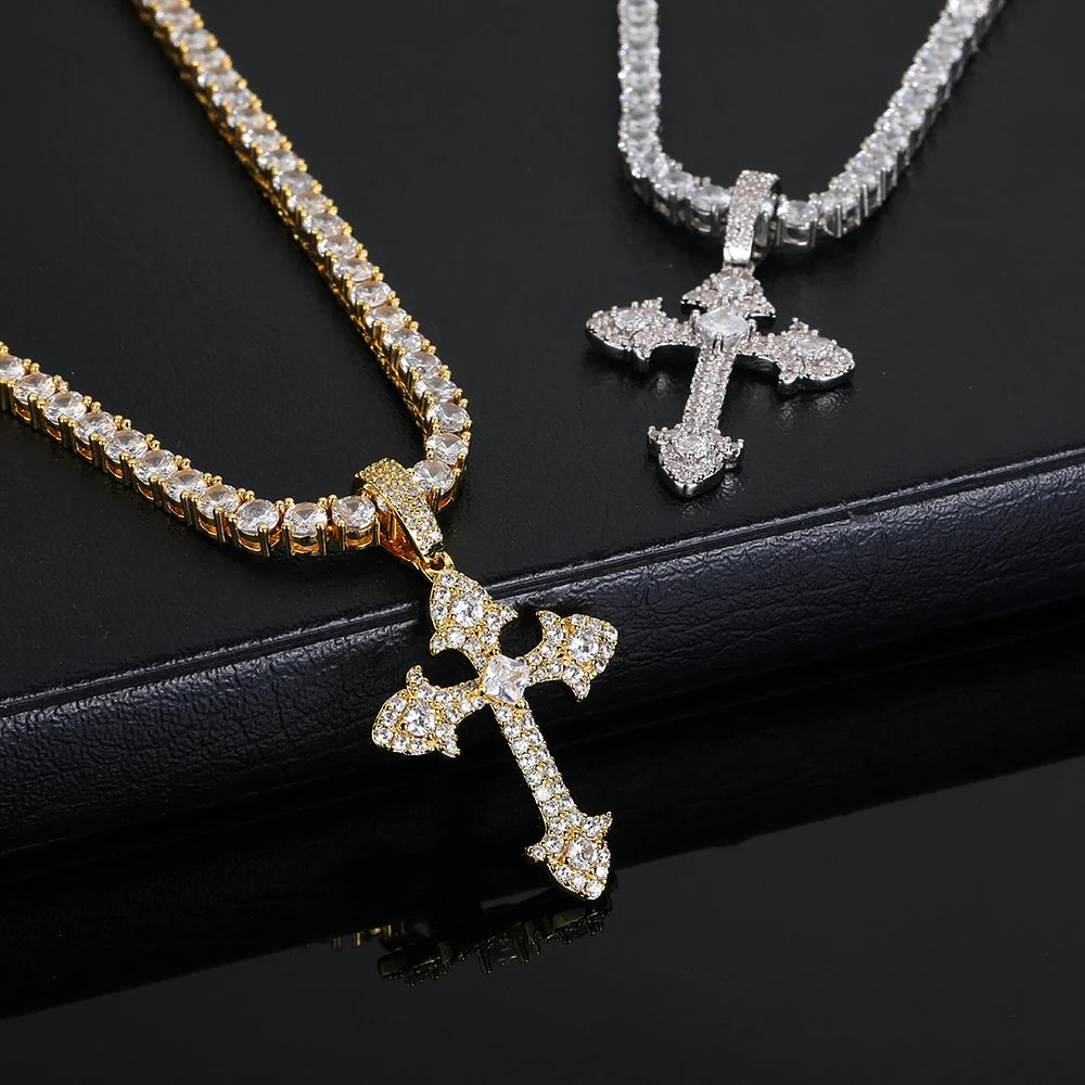 Icy Cross Pendant Necklace