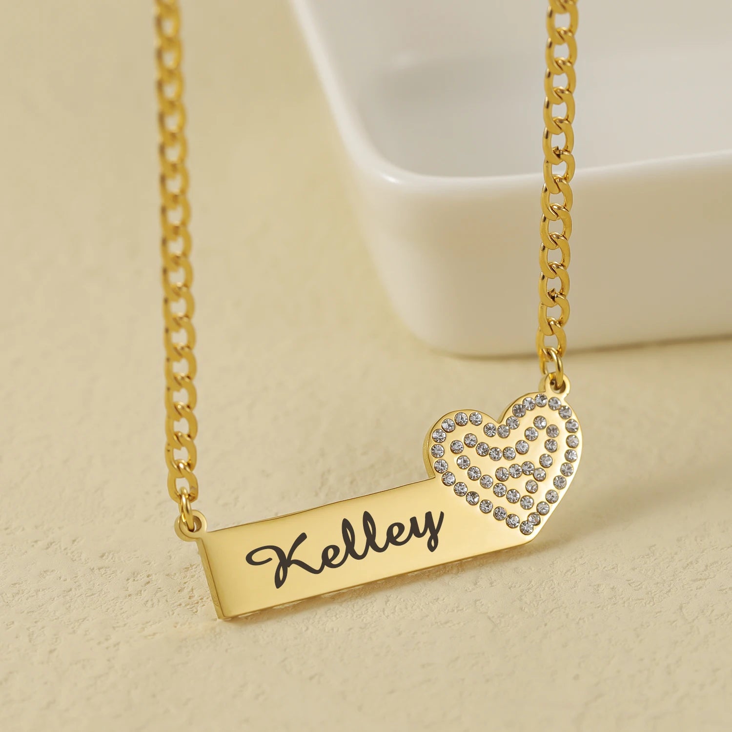 Personalized Engrave Heart Projection Necklace