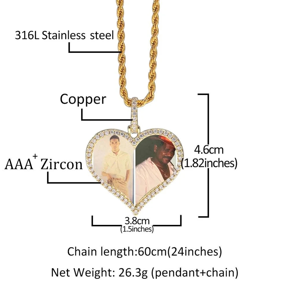 Personalized Icy Photo Heart Necklace