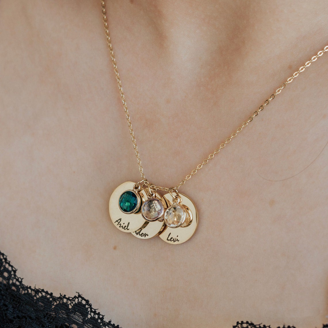 Personalized Circle Birthstone Necklace