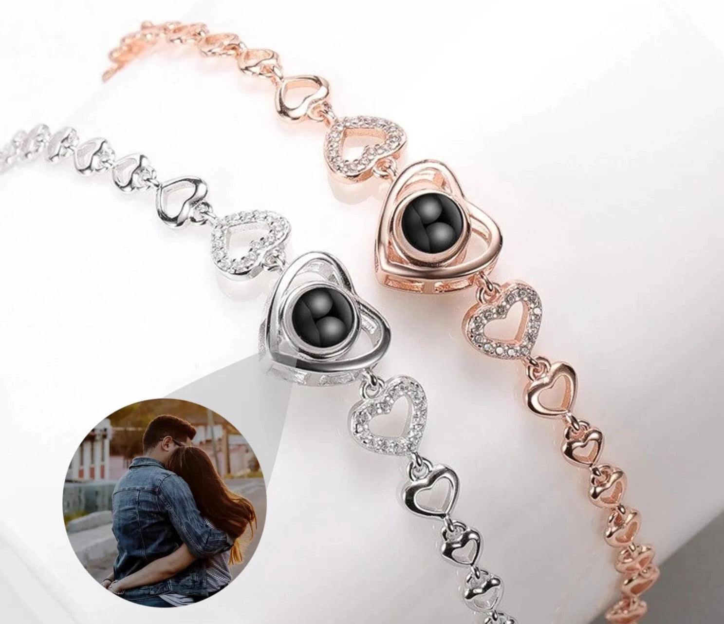 Personalized Photo Projection Heart Pendant Bracelet