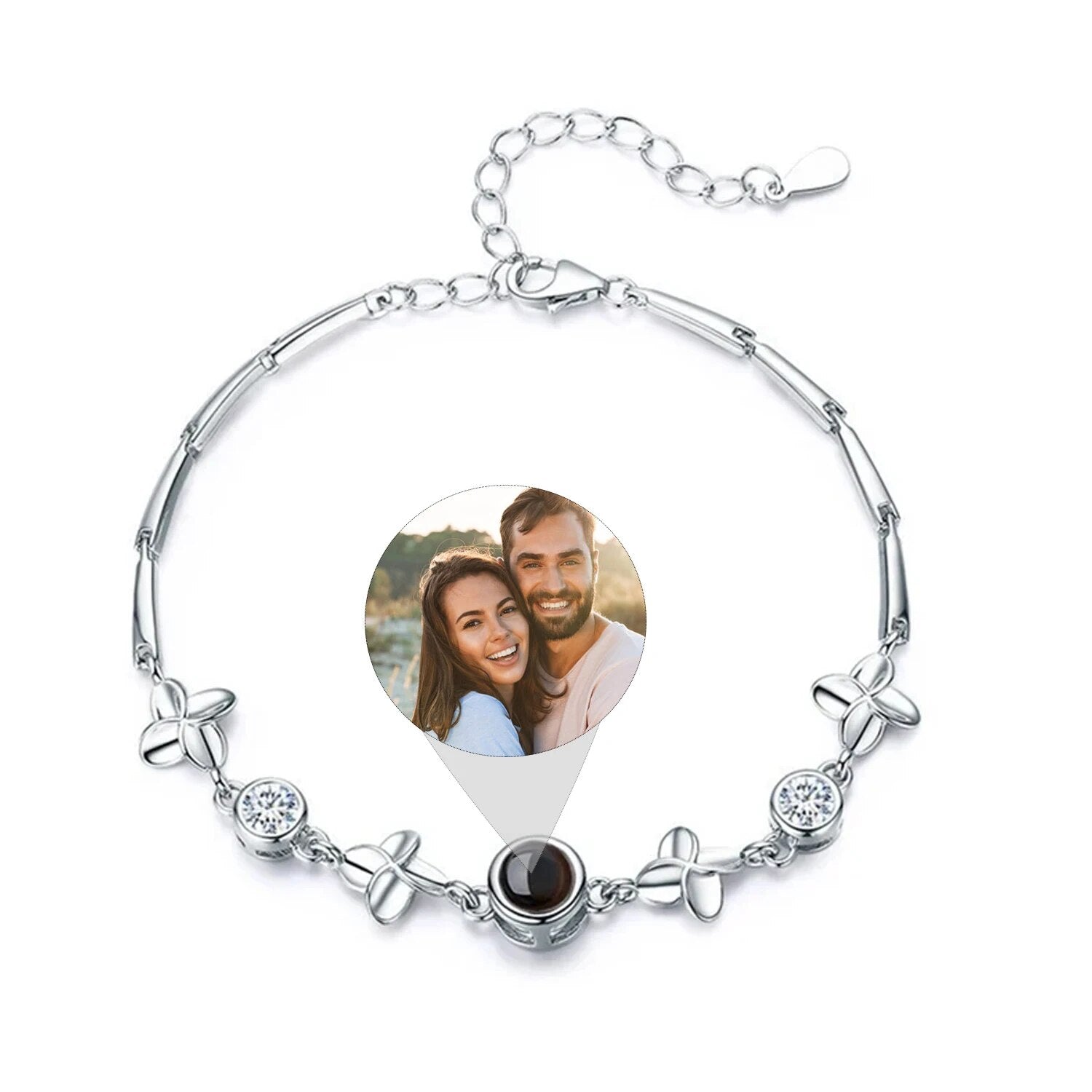 Personalized Photo Projection Heart Pendant Bracelet