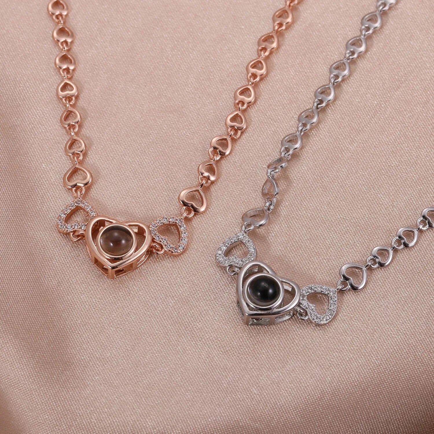 Personalized Photo Projection Heart Pendant Bracelet