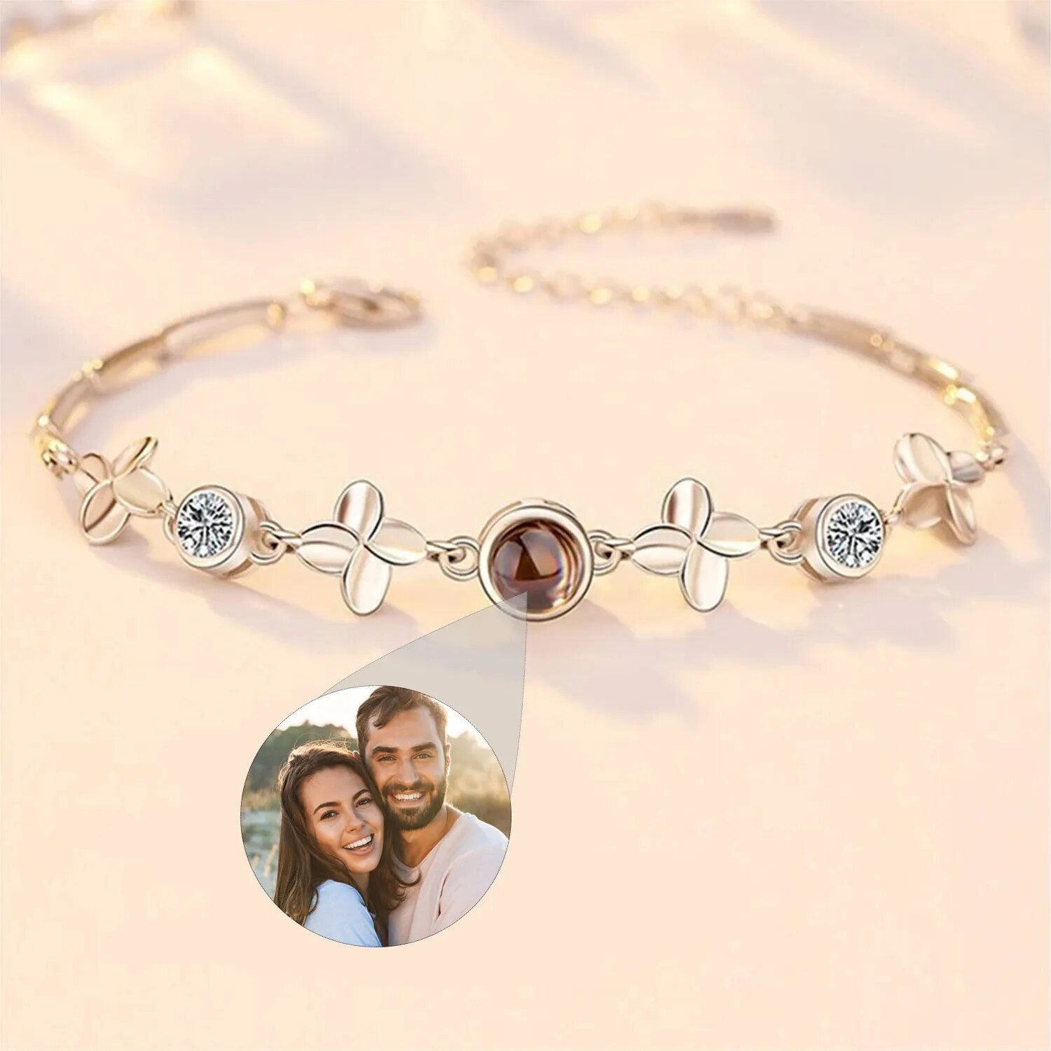 Personalized Photo Projection Heart Pendant Bracelet