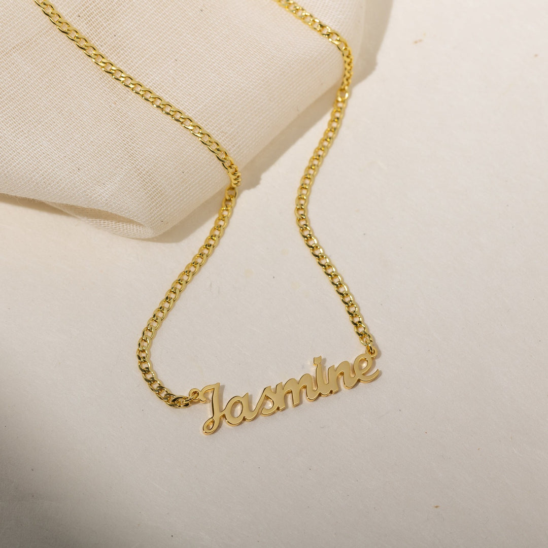 Custom Name Necklace w/ Cuban Chain for Kids